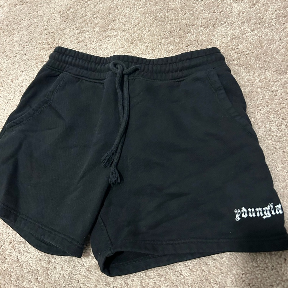 YoungLA Black Athletic Shorts with Drawstring Waistband size “M” Mens